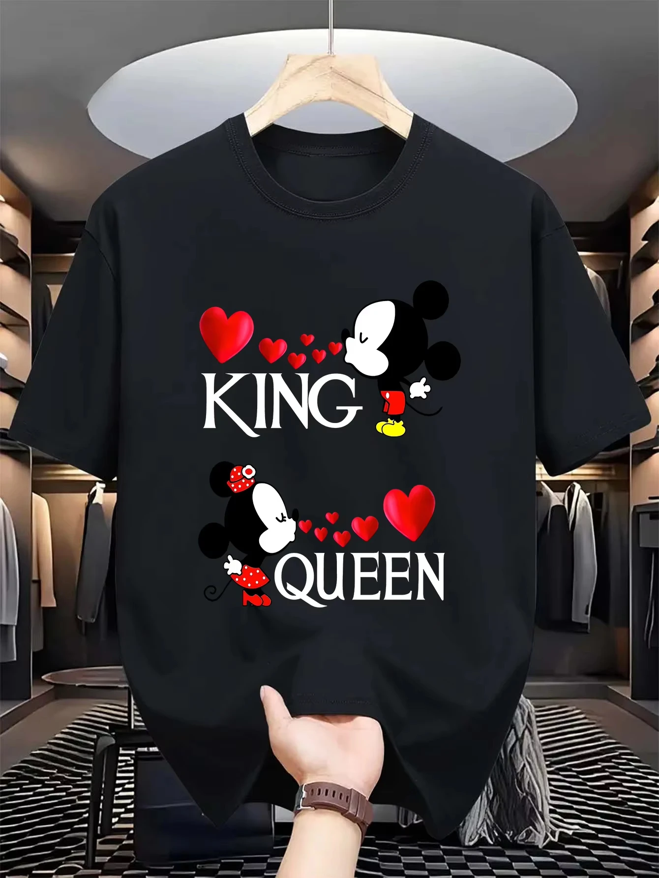 

Winter Summe Rand Autumn Customized Mickey Mouse Men's T-shirt Soft Cotton Short Sleeved Loose Fit Casual Street Fashion