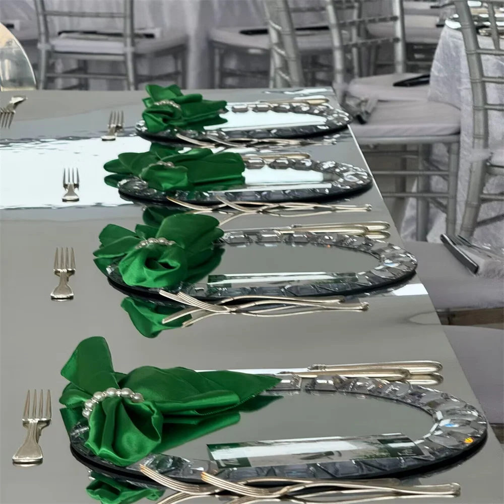 

Curlable Wedding Rectangle Mirror Table Tops For Party Not Fragile Centerpiece