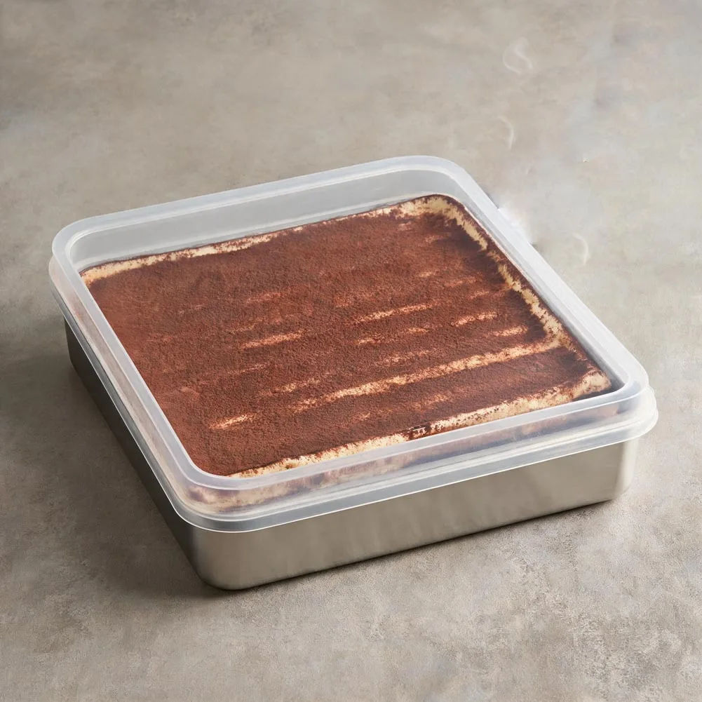 for Professional Grade Stainless Steel Rectangle Pan for Tiramisu Baking with Deep Sides and Lid Accessory Options