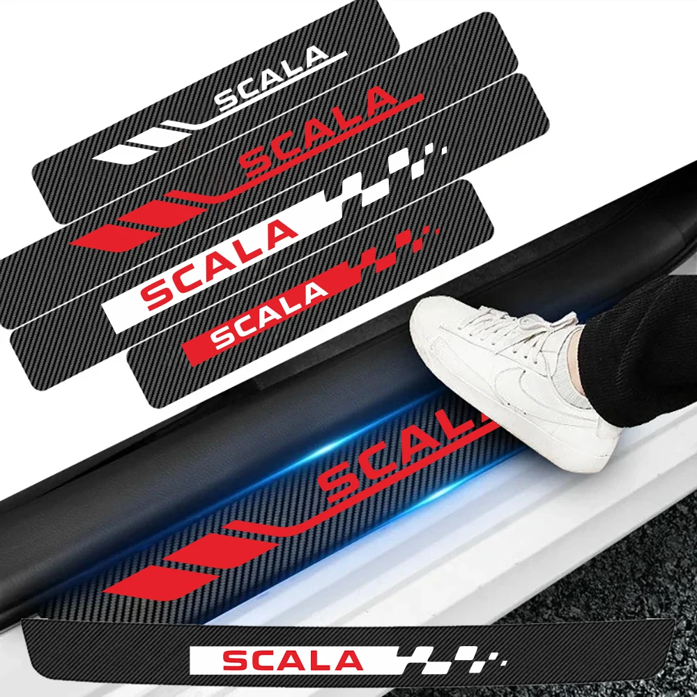 

Car Door Sill Protector Carbon Fiber Sticker Anti Scratch Auto Accessories Trunk Strip Decorate For Skoda Scala