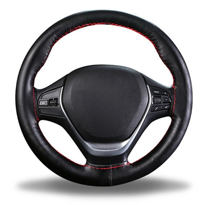 DIY Steering Wheel Covers Soft Fiber Leather braid on the steering-wheel of Car With Needle and Thread Interior accessories