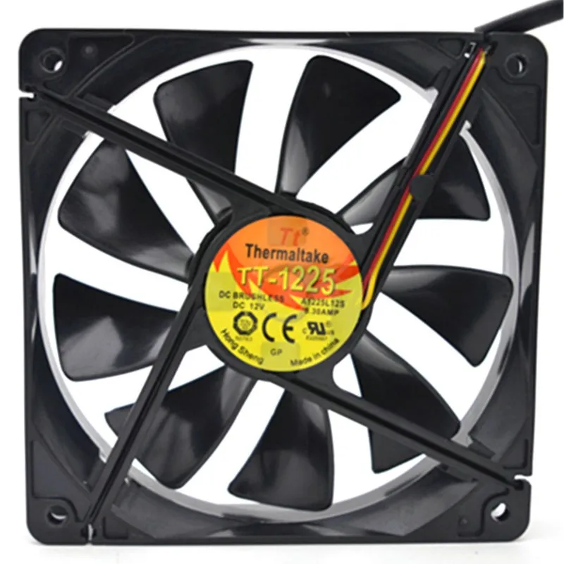 Ventilateur PC silencieux 12 cm 12 V : roulement en alliage TT-1225 (120 x 25 mm, 1400 tr/min, 3 broches) pour boîtier, refroidissement CPU et PSU