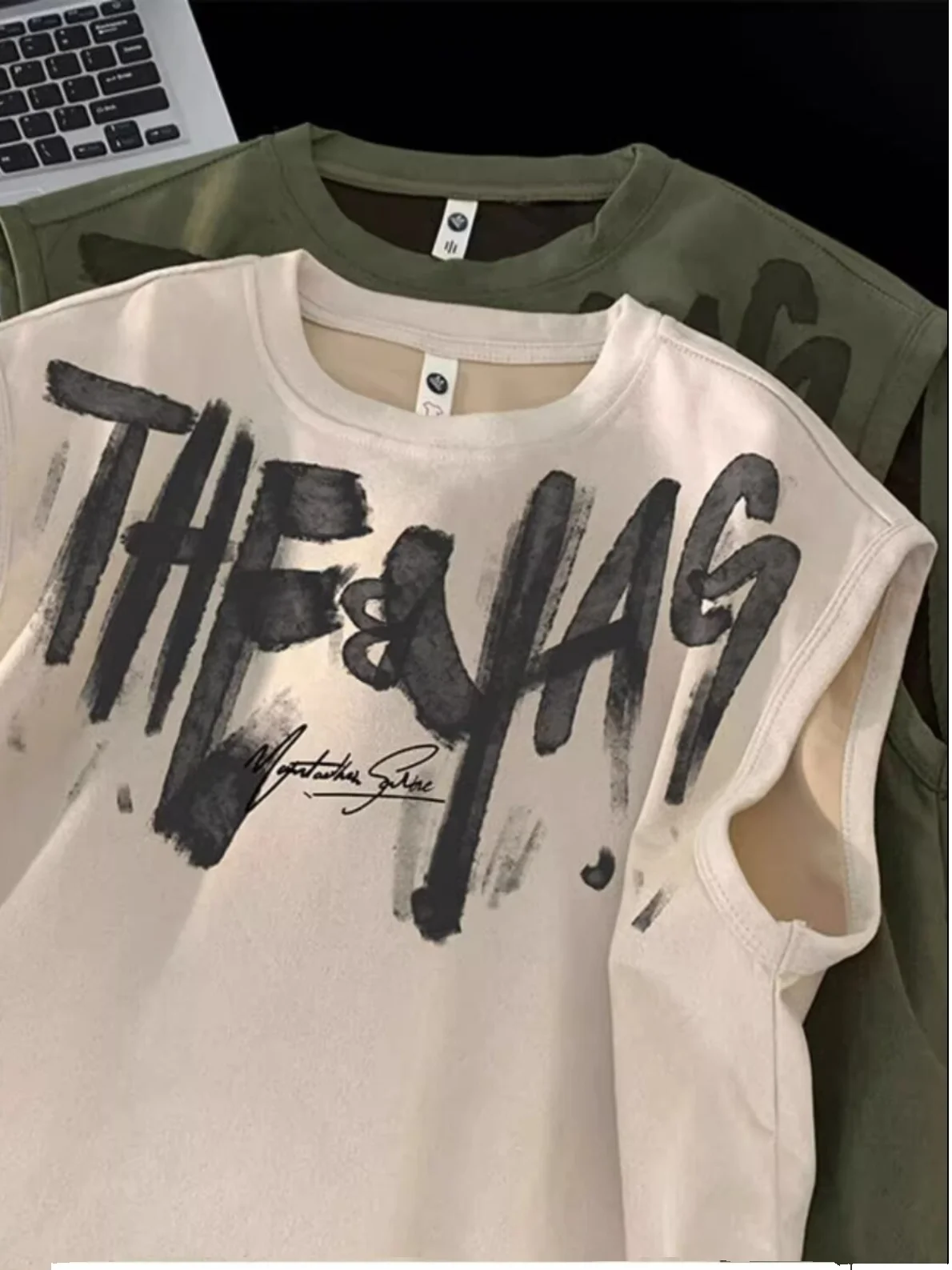 Летний жилет с буквенным принтом для мужчин, свободный пуловер без рукавов с круглым вырезом, американский повседневный модный мужской камзол в стиле ретро