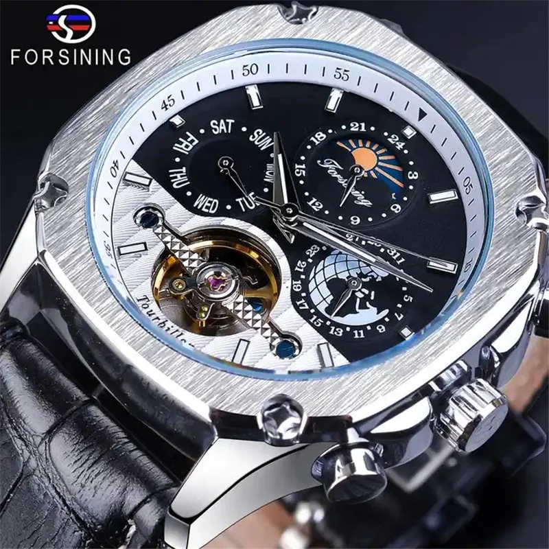 FORSINING 338L Brand Luxury Watch Youth Week Business Fashion Skeleton Automatic Mechanical Watches For Men Waterproof Clock