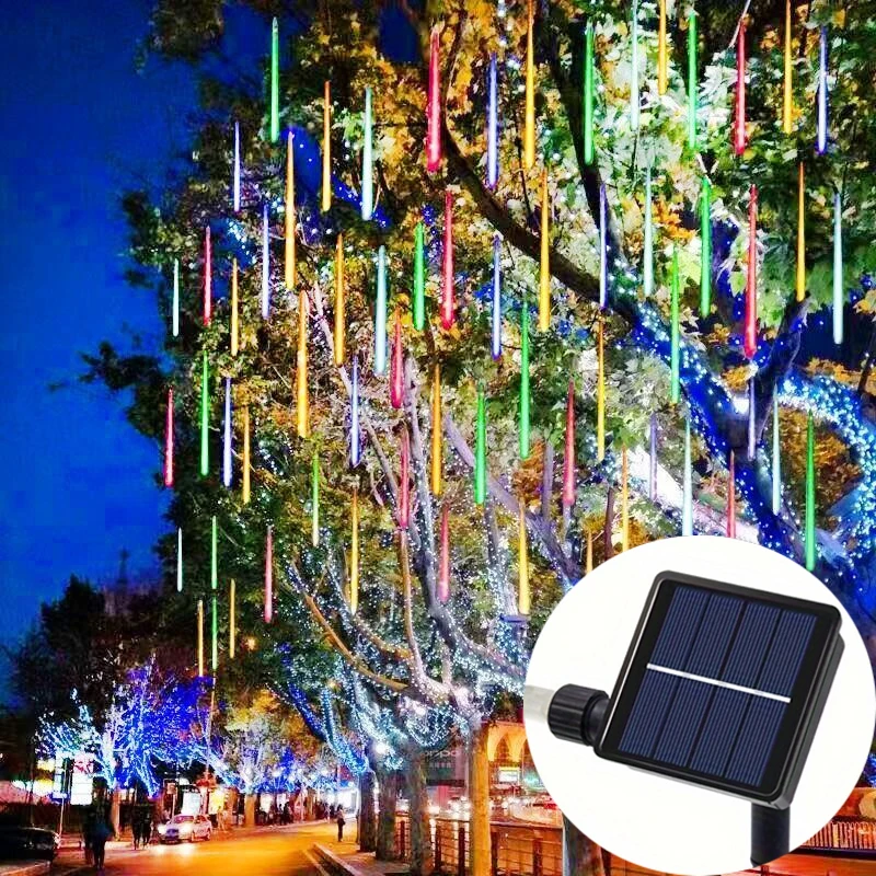 

50cm Solar Meteor Shower Rain Light LED 8 Tubes String Lights Decor Wedding Garden Street Outdoor Christmas Holiday Fairy Lights