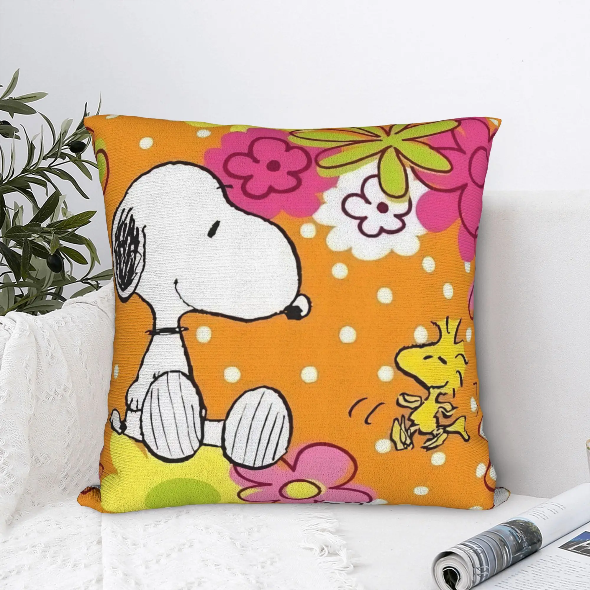 Cartoon Cute S-Snoopys Square Pillowcases Polyester Home  Cushion Case Cute Home Decoration Pillowcase 45*45