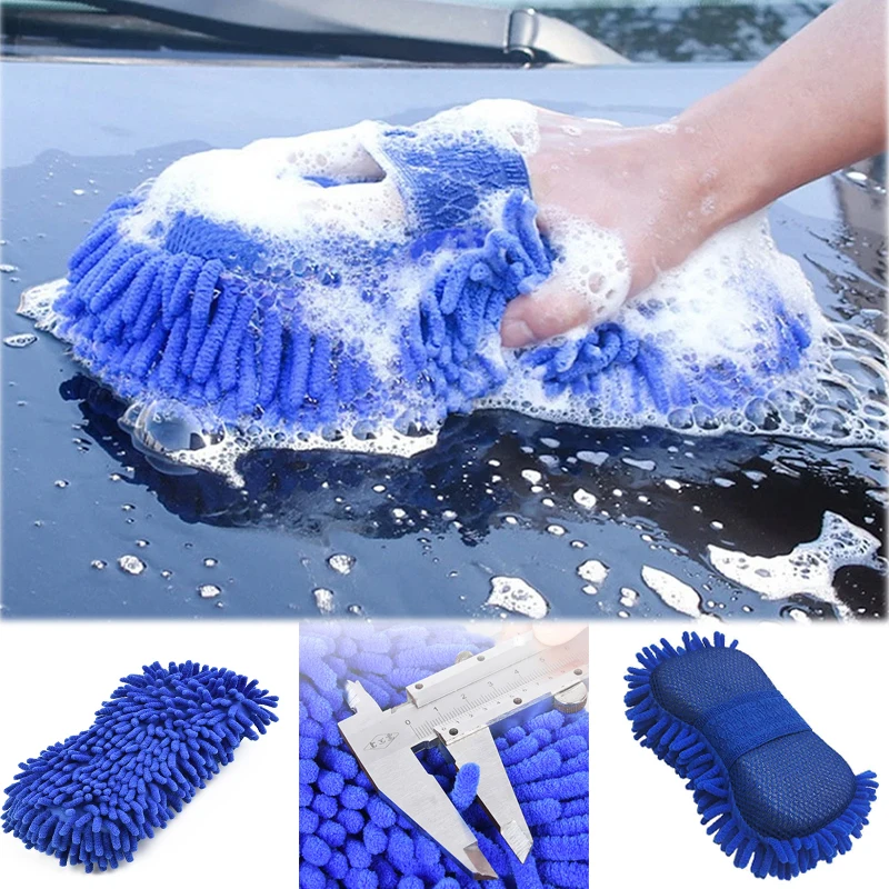 1/2PCS Car Wash Glove Microfiber Chenille Ultra Fine Fiber Cleaning Sponge Scratch Resistant Super Absorbent Cleaning Gloves
