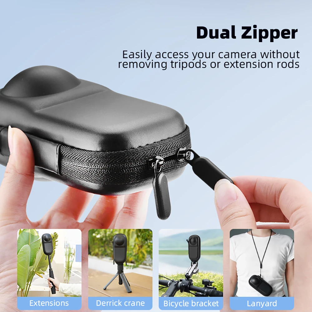 BRDRC tas penyimpanan Mini untuk Insta360 X4 kamera PU/nilon portabel tas cangkang pelindung Aksesori Fotografi luar ruangan