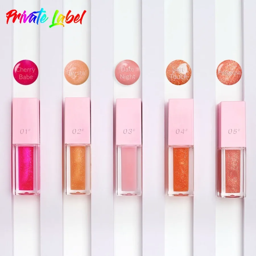 

Private Label 5colors Flowing Sand Sparkling Lip Oil Plumping Nourish Moisturizing Hydrating Color-changing Lipgloss Bulk Makeup