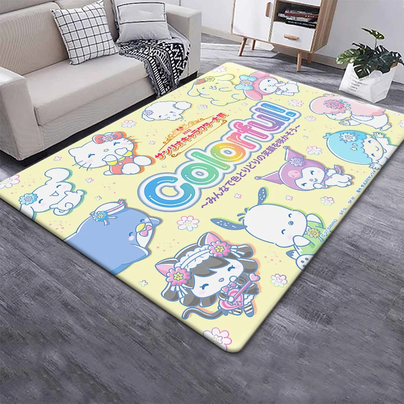 Kuromi Sanrio Lovely Carpet Rug for Living Room Bedroom Decoration Picnic Camp Kitchen Carpet Crawling Carpet Decoration