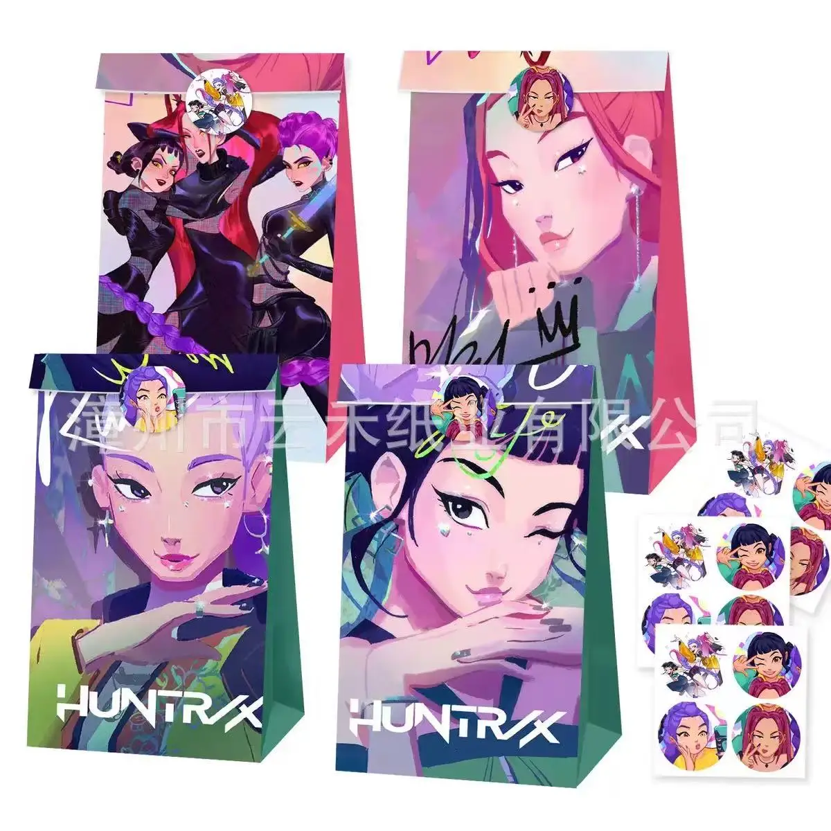 12 Stuks Set Kpop Demon Hunters Snoep Papieren Zak Gift Bag Cartoon Rumi Mira Zoey Figuur Handtas Kinderen Verjaardagscadeaupapier zakje