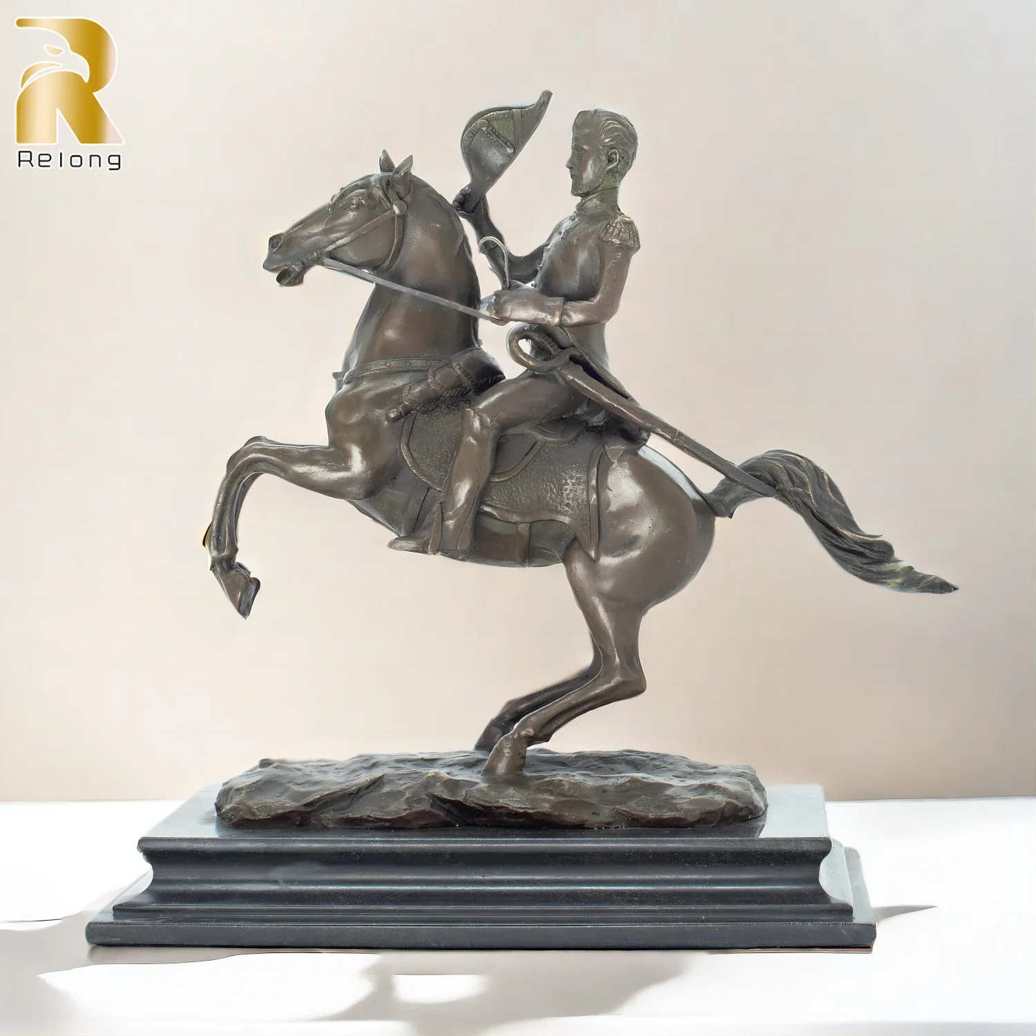 Bronze Ridding Horse Sculpture War General on Horse and Sword Statue Famous Andrew Jackson Figurines For Home Art Decor Crafts