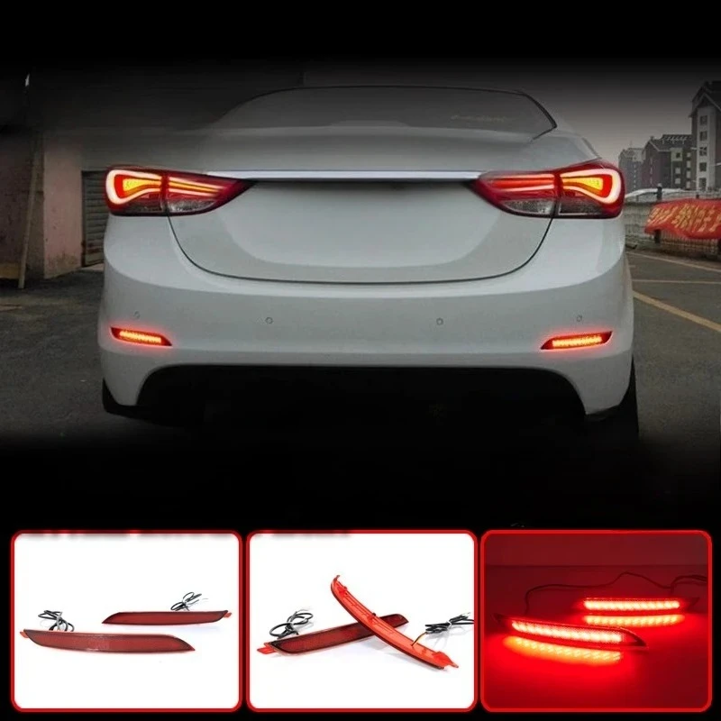 

Для Hyundai Elantra 2012-2018 автомобильный светодиодный задний бампер, отражатель, задний противотуманный фонарь Dymanic, указатель поворота, стоп-сигналы заднего хода