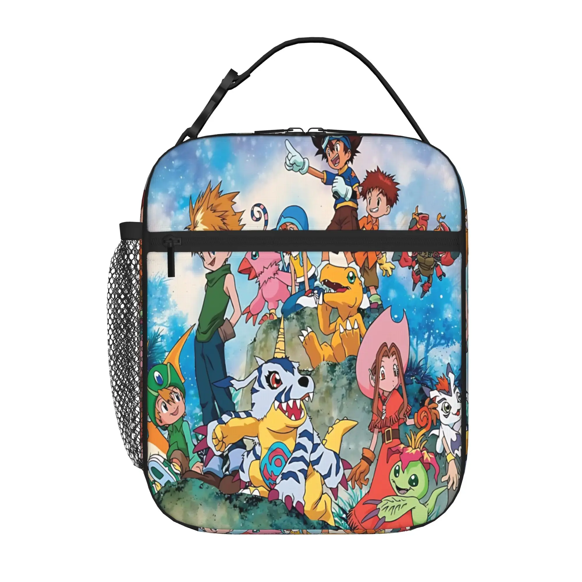 1 Piece For Students Food Container Adventure Squad Portable Pocket D-Digital Monster Zipper Closure Food Pouch For Travel