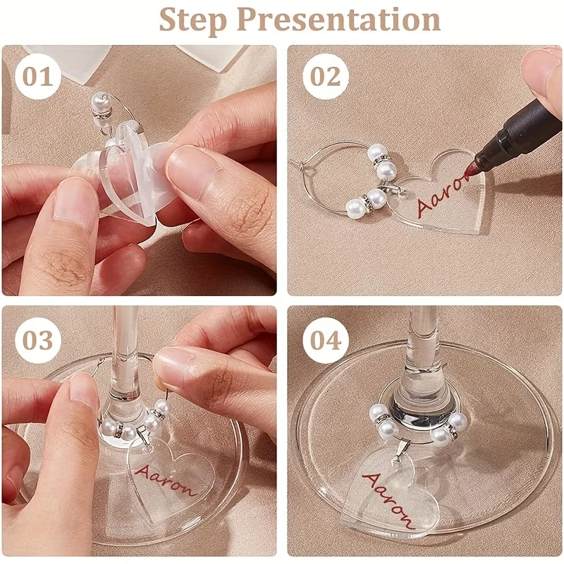 10 حلقات من زجاج النبيذ الأكريليك، التعرف على زجاج النبيذ للحفلات والحفلات، المعلقات الدائرية لزجاج النبيذ، مستلزمات الزفاف #3