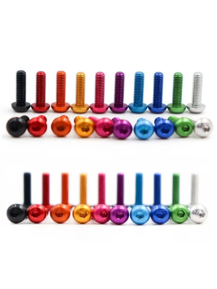 10pcs ISO7380 Allen socket Screw M3 M4 M5 M6 Colourful Aluminum Alloy Hex Hexagon Socket Round Button Head Machine Screw Bolts