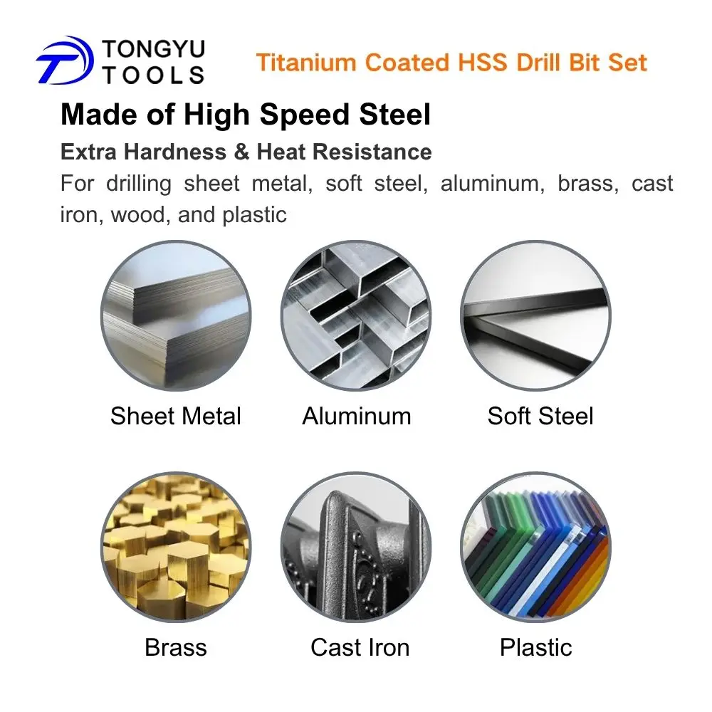 HSS Titanium Coated Drill Bit 1-13mm DIN338 Metric Twist Bit for Metal Wood Plastic DIY Repair