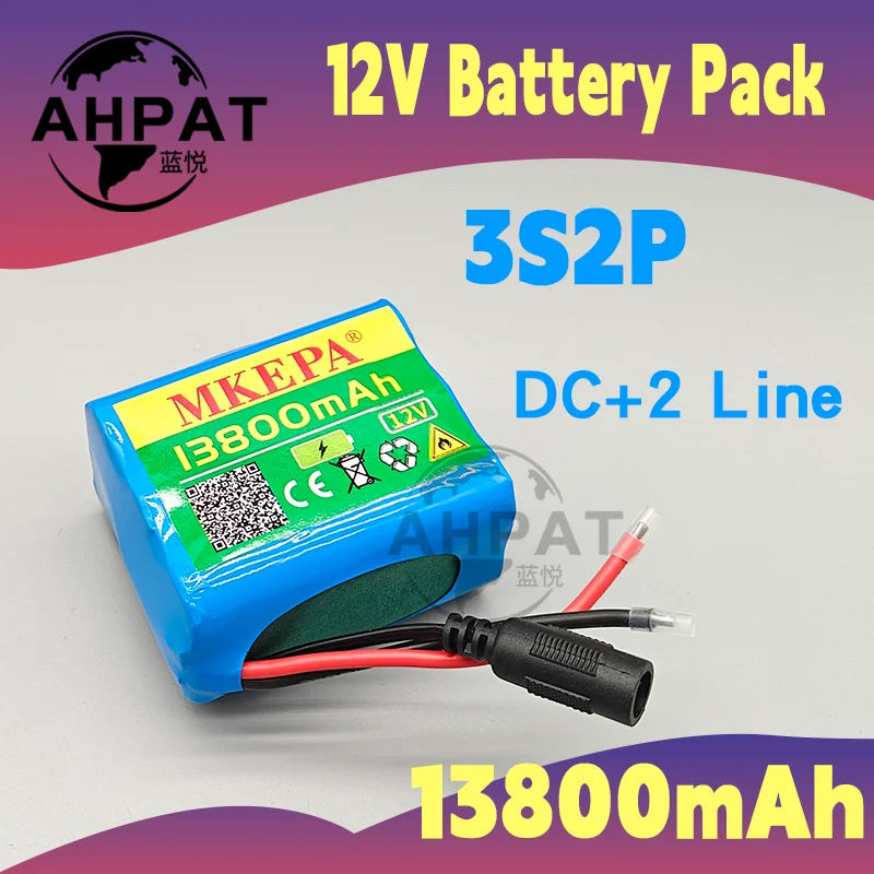 2025 جديد محمول 3S2P 13800mAh 12V 18650 مراقبة البطارية المحمولة سعة كبيرة بطارية ليثيوم أيون BMS أضواء LED #1