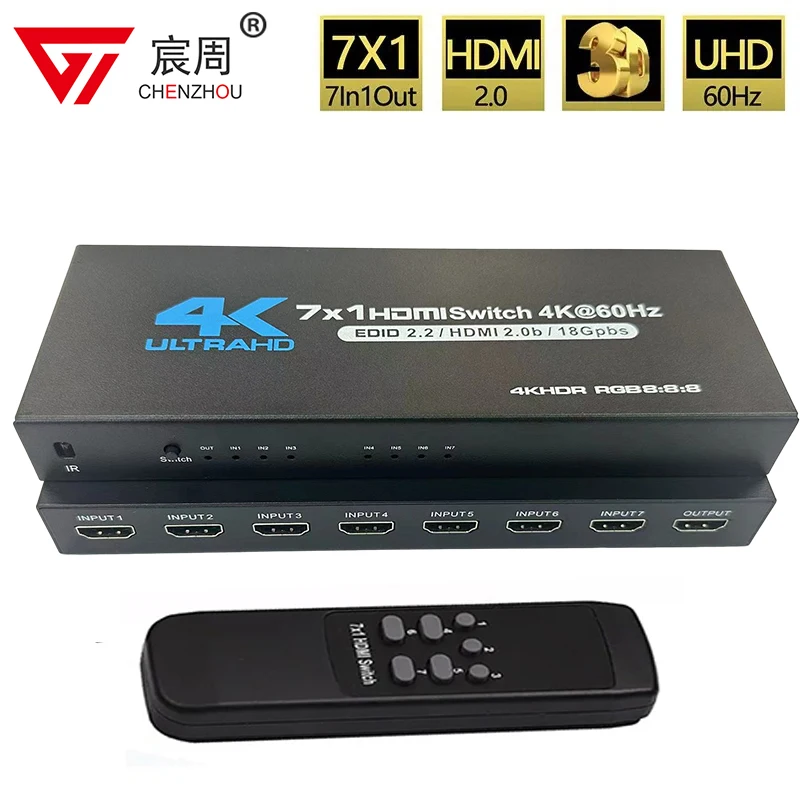 4K 60HZ HDMI Switch 7x1 4x1 3x1 HDMI 2.0 Switcher Audio Video Converter for PS3 PS4 XBOX DVD PC To TV HDTV Monitor or Projector