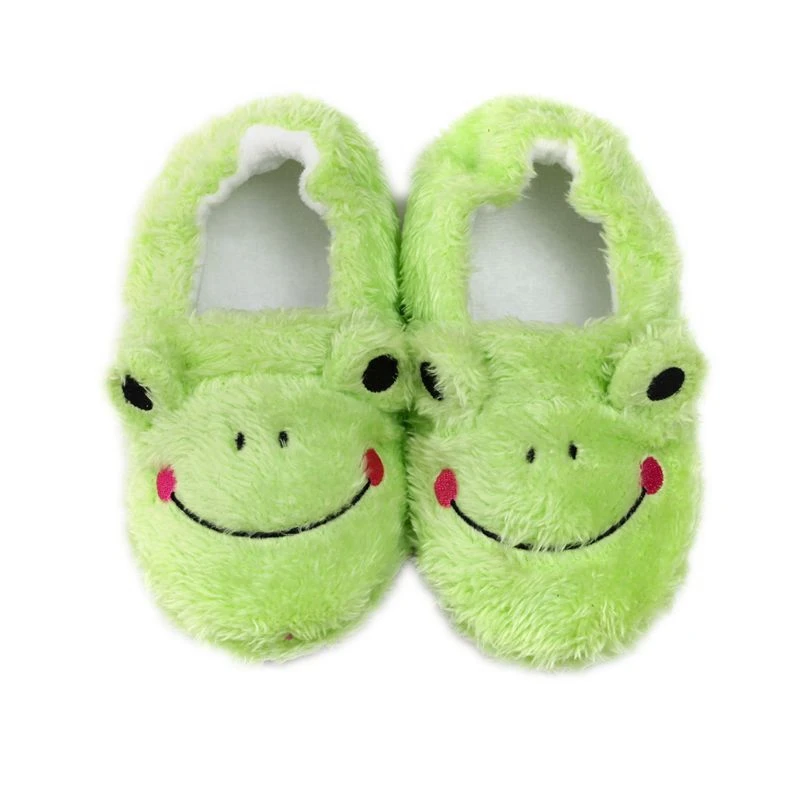 Toddler Boy Slippers for Winter Baby Loafers Plush Warm Cartoon Frog Rubber Sole Children Home Shoes Kids House Indoor Footwear
