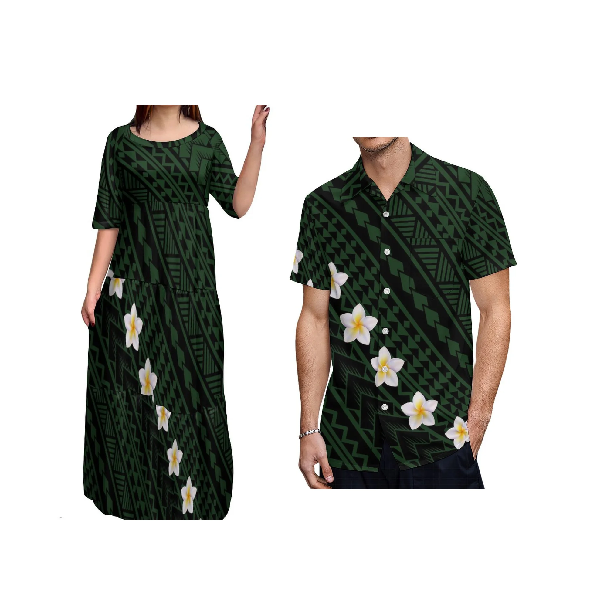 Sustainable Price O-Neck Tiered Dress Big People 8XL Mermaid Dress Polynesian Personality Hibiscus Sublimation Print Dress view 2