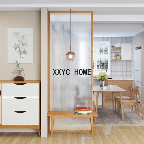 Japanese-Style Changhong Glass Solid Wood Subareas Screens Nordic Entrance Block  Living Room Simple Slightly Luxury Decoration