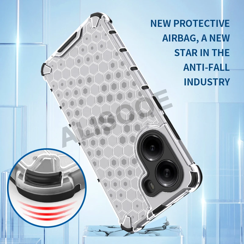 Capa for POCO X7 Pro Case Honeycomb Texture Transparent Ring Stand 2 in1 Full Protection Cover for Xiaomi POCO X7 Pro 5G Funda