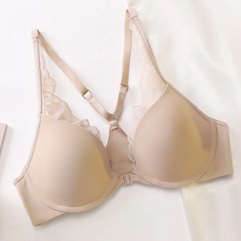 MOYISU Front Closure Wireless Bra Set Ladies Seamless Push Up Brassiere Anti Sagging Side Support Soft For Small Bust Size 32-38