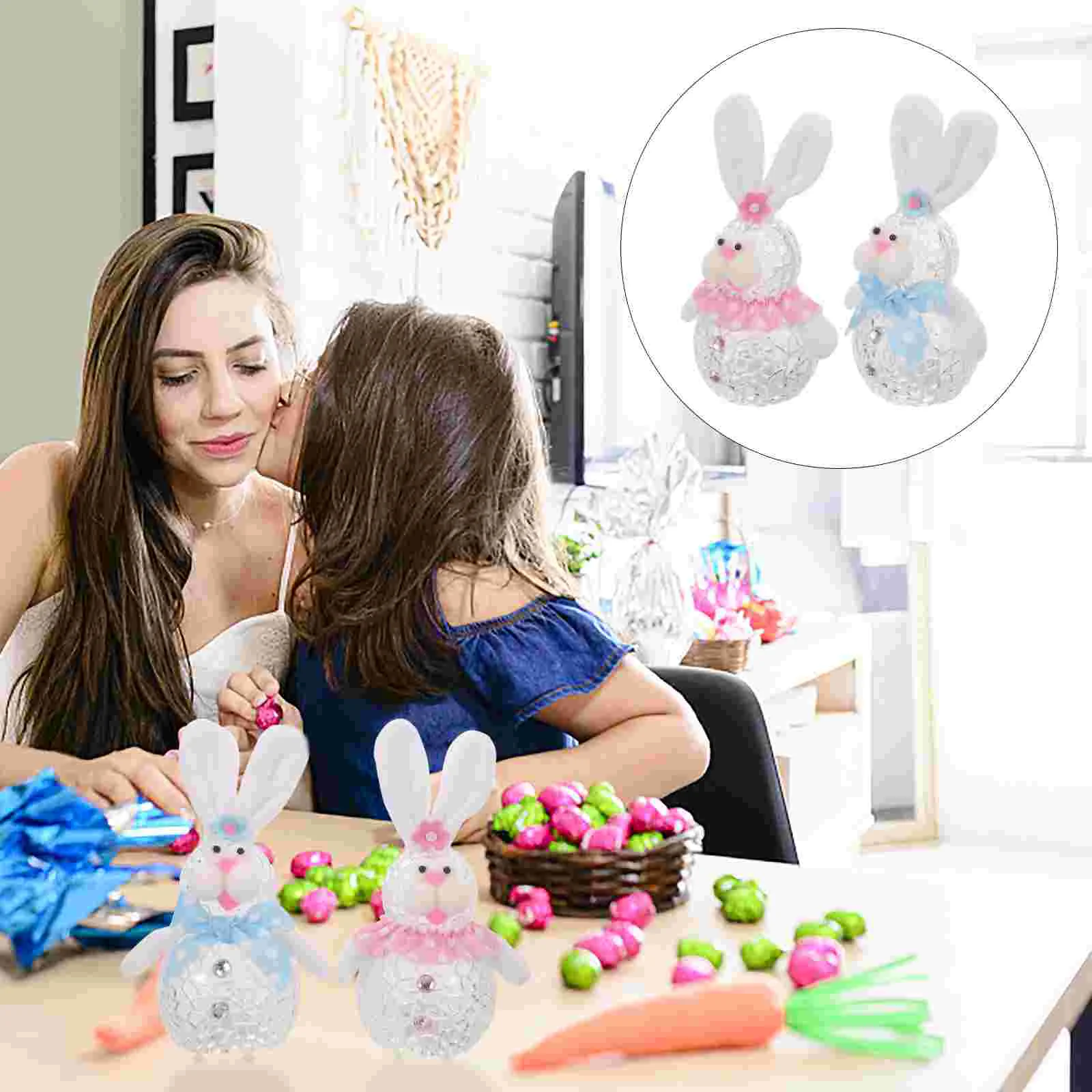 

2 Pcs Rabbit Lamp Ornament Kids Night Light Nursery Cartoon Decorate Child