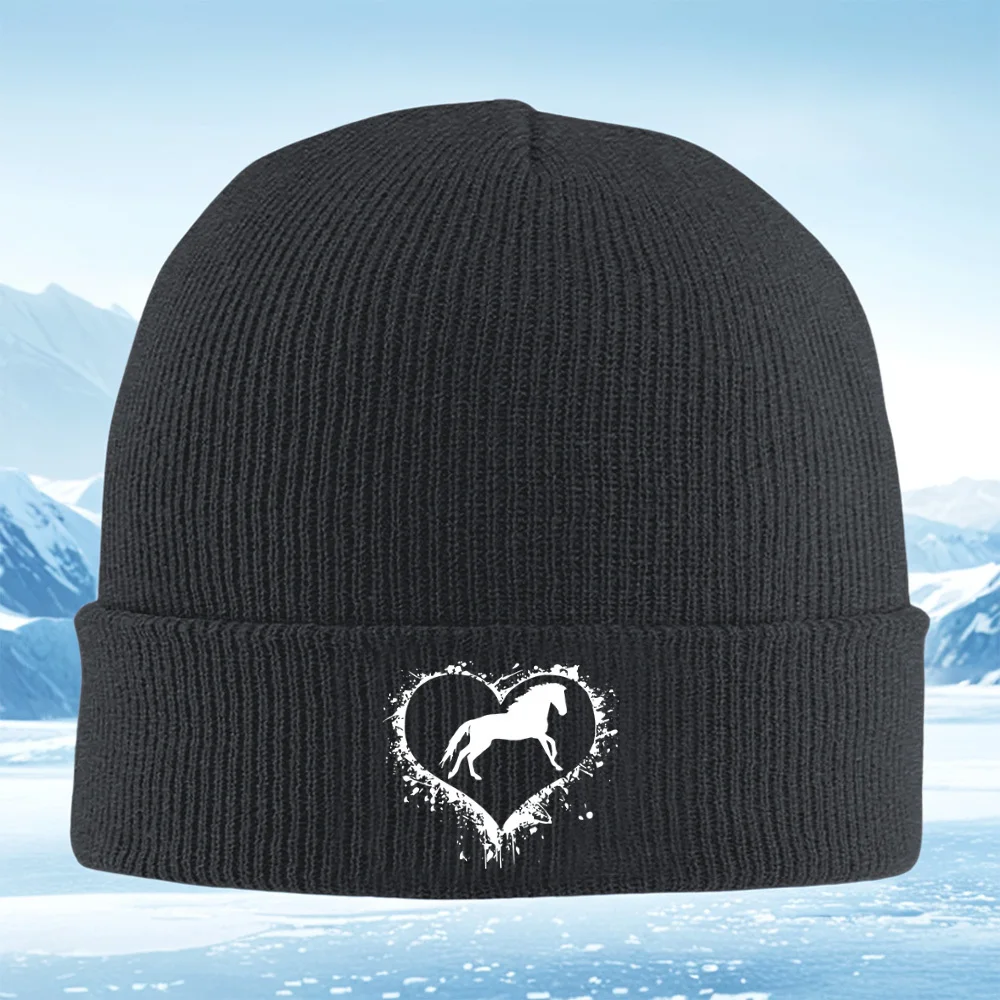Cavallo bianco cuore astratto splash design Uomo Donna Cappello lavorato a maglia unisex Beanie Pullover Cap Inverno Termico Caldo Natale All'aperto