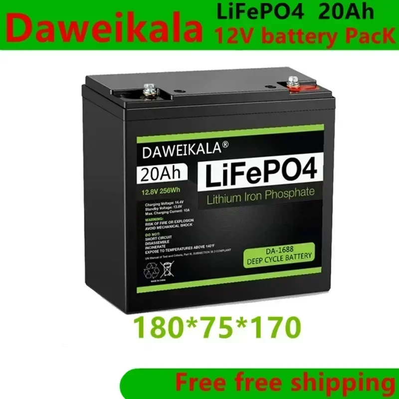 

12V Battery 20Ah LiFePo4 Battery Lithium Iron Phosphate 12V LiFePo4 Rechargeable Battery for Kid Scooters Boat Motor Tax Free