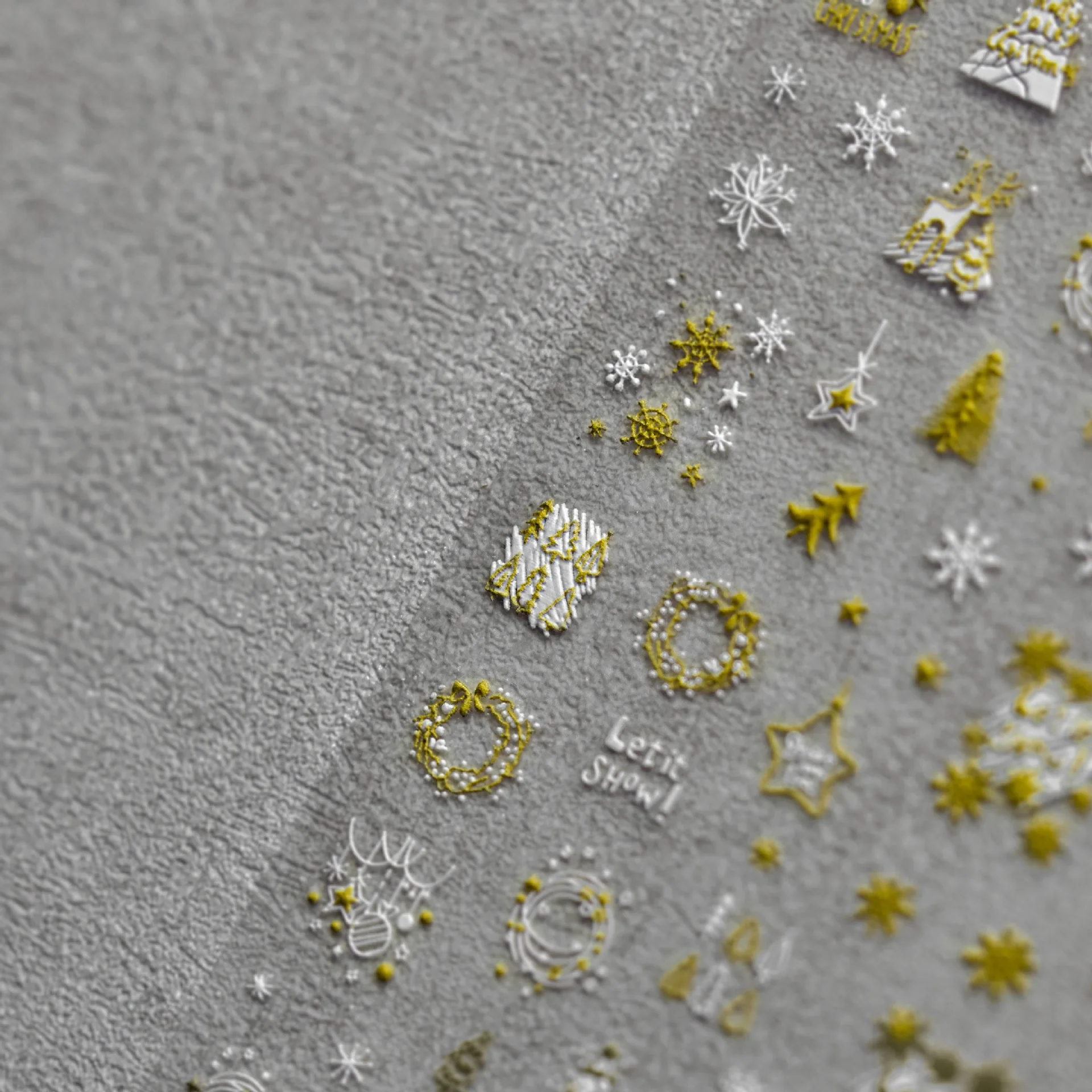 エンボス加工されたネイルアートステッカー,高品質,絶妙,クリスマスシリーズ,キャビン,1ピース,5D