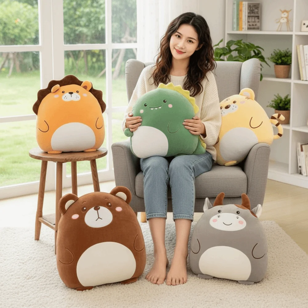 Oreiller en flanelle pratique avec dessin animé, couette, Design de rangement doux, couverture d'oreiller en forme d'animal, peluche, confortable, pour la sieste, voyage