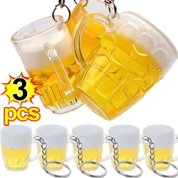 1/3pcs Creative Acrylic Beer Mug Keychains Simulation Drink Keyring for Men Women Car Bag Pendants Funny Friends Gift Party