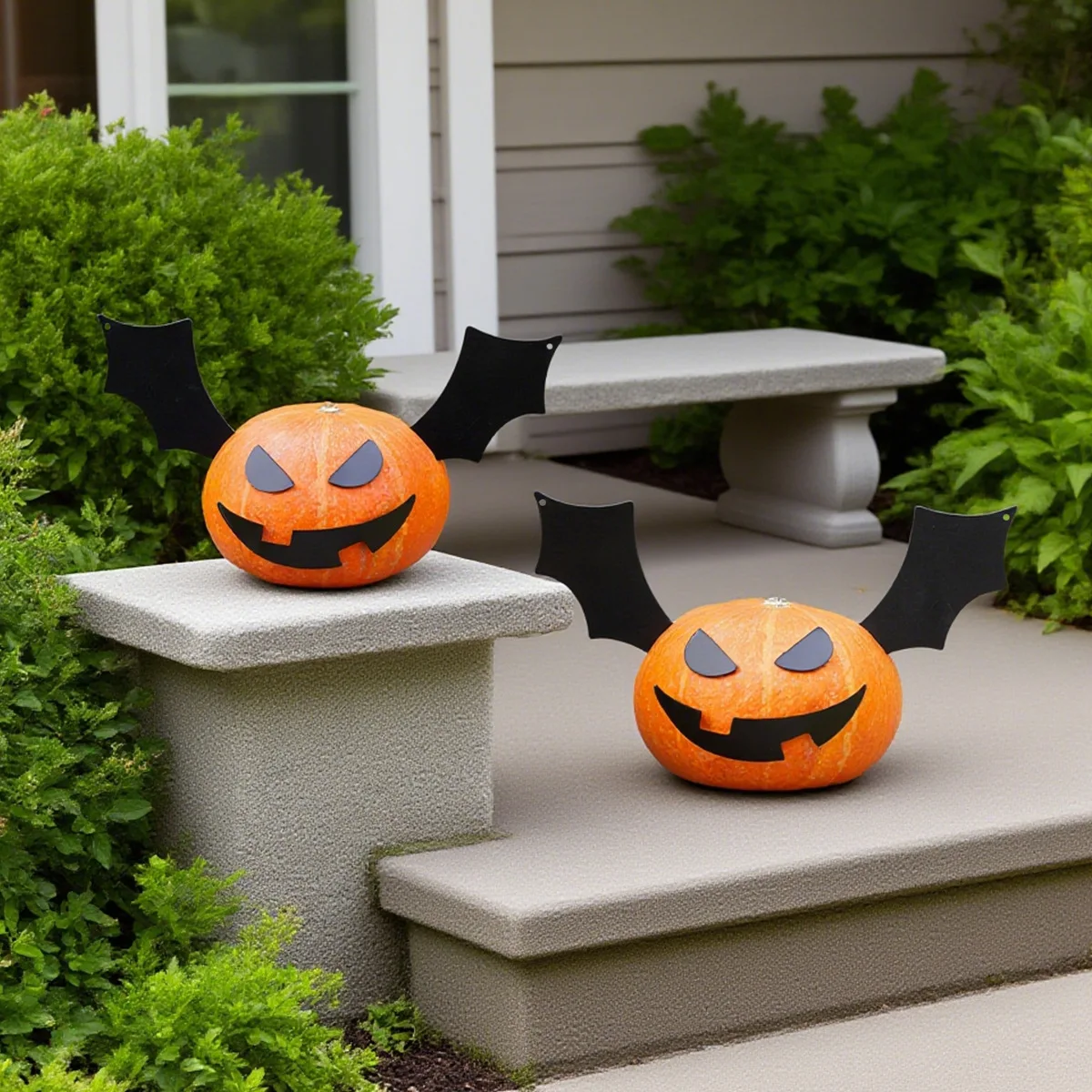 

Metal Bat Pumpkin Decor - Halloween DIY Iron Art, Spooky Home Decorations, Gothic Tabletop Statue, Perfect for Party