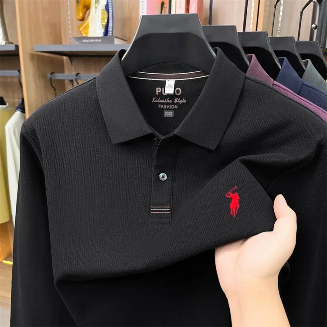 2026 neues 100% reines Baumwoll-Poloshirt der High-End-Marke für Herren, langärmelig, Herbstmode, luxuriöse Stickerei, Golf-Oberteil, Business-T-Shirt – Detail 17