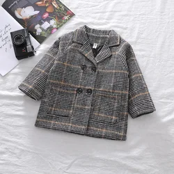 Boys Long Jacket Coat Plaid Pattern Coat Casual Jacket 2-6Years Boy Spring Autumn Children's Warm Kids Clothes Fashion Outerwear