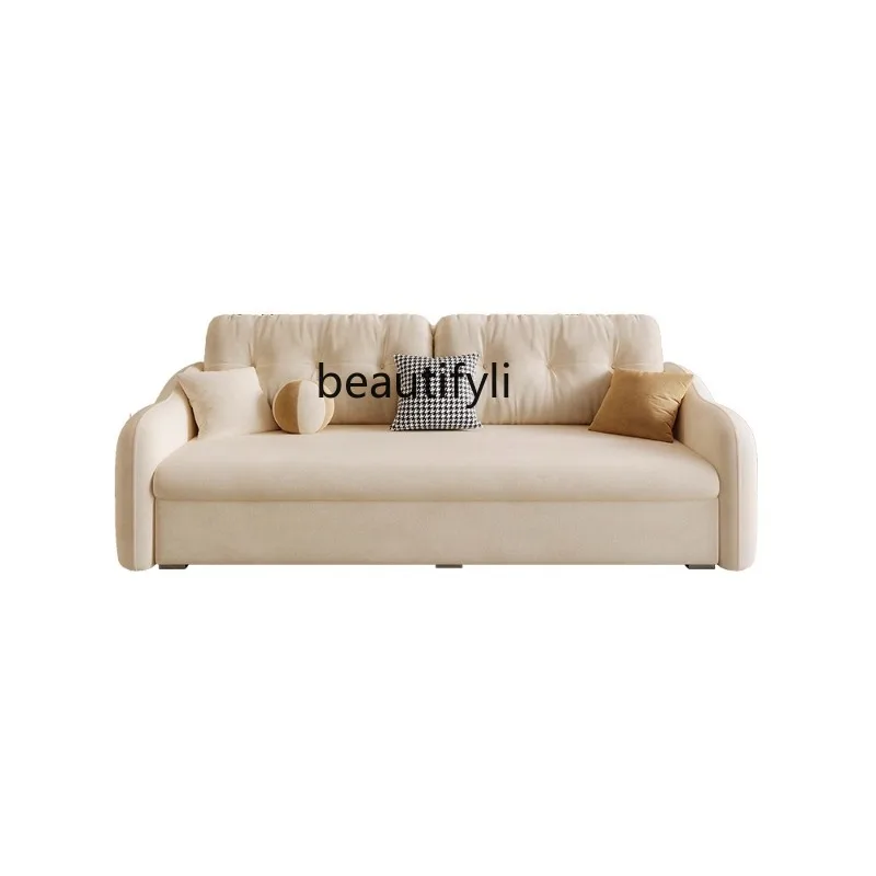 Cream Sand Cloud Hair French Latex Living Room Modern Minimalist Three-Seat Straight-Row Flannel Sofa living room furniture