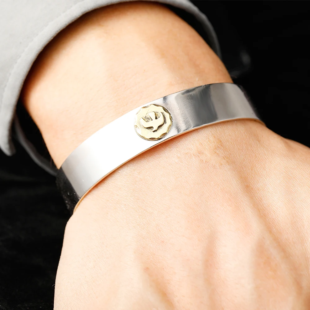 S925 Sterling Silver Jewelry Retro Simple Men and Women Glossy Ring Flying Eagle Open Bracelet