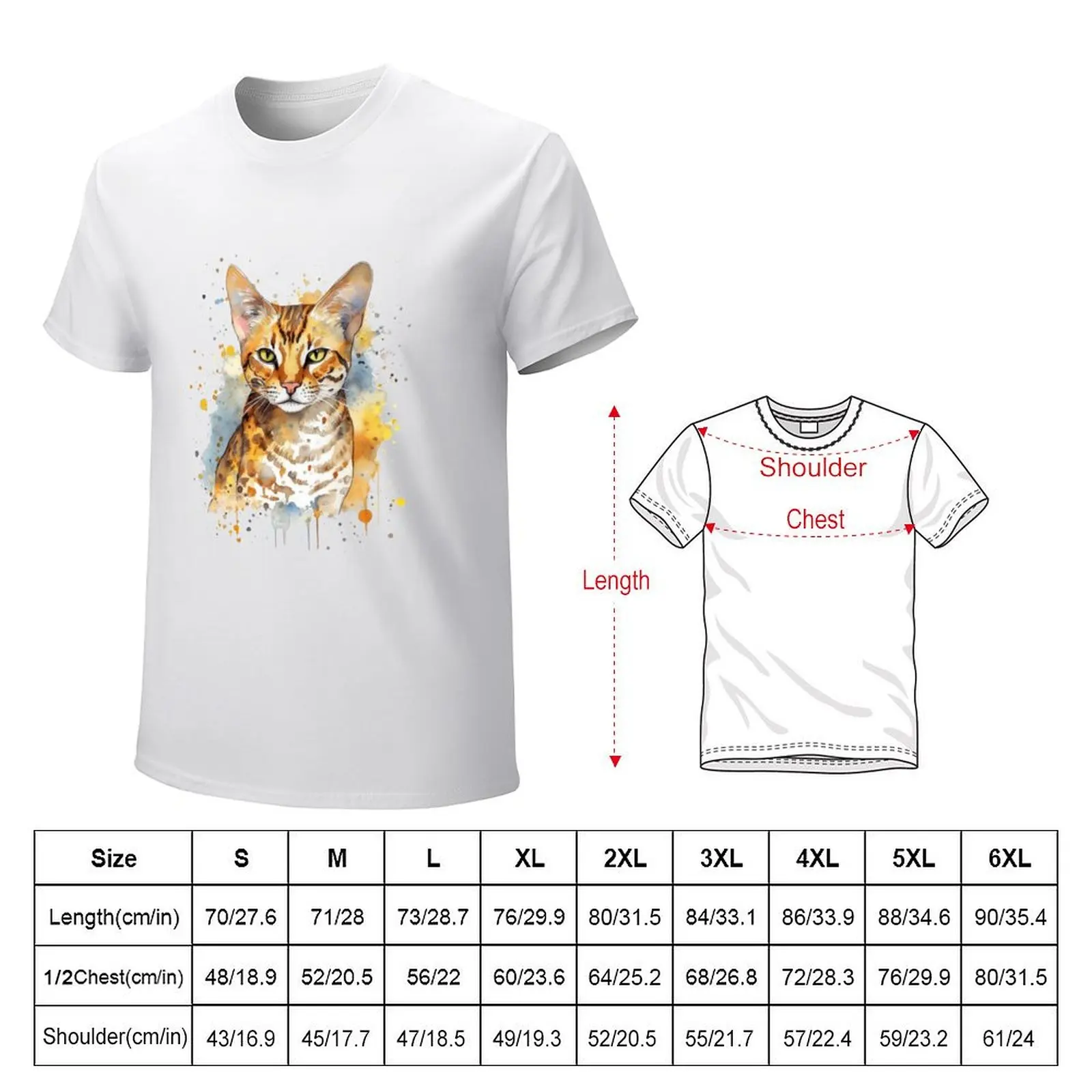 Ocicat Watercolor Painting: Artful Design for Cat Enthusiasts by Purrfection T-shirt blanks sports fans Men's cotton t-shirt