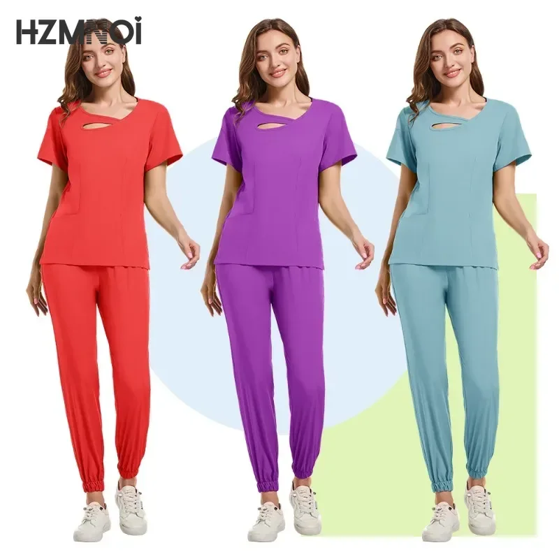 Multicolorido unissex manga curta uniforme de enfermeira de farmácia hospital médico workwear uniformes de cirurgia dentária oral conjuntos de esfoliantes médicos