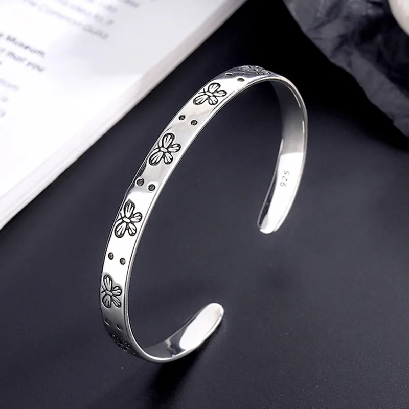 Neue Modische Schmetterlings-Armbänder aus 925 Sterling Silber, Kreativer Persönlicher Retro-Schmuck, Exquisite Offene Armreifen SL114