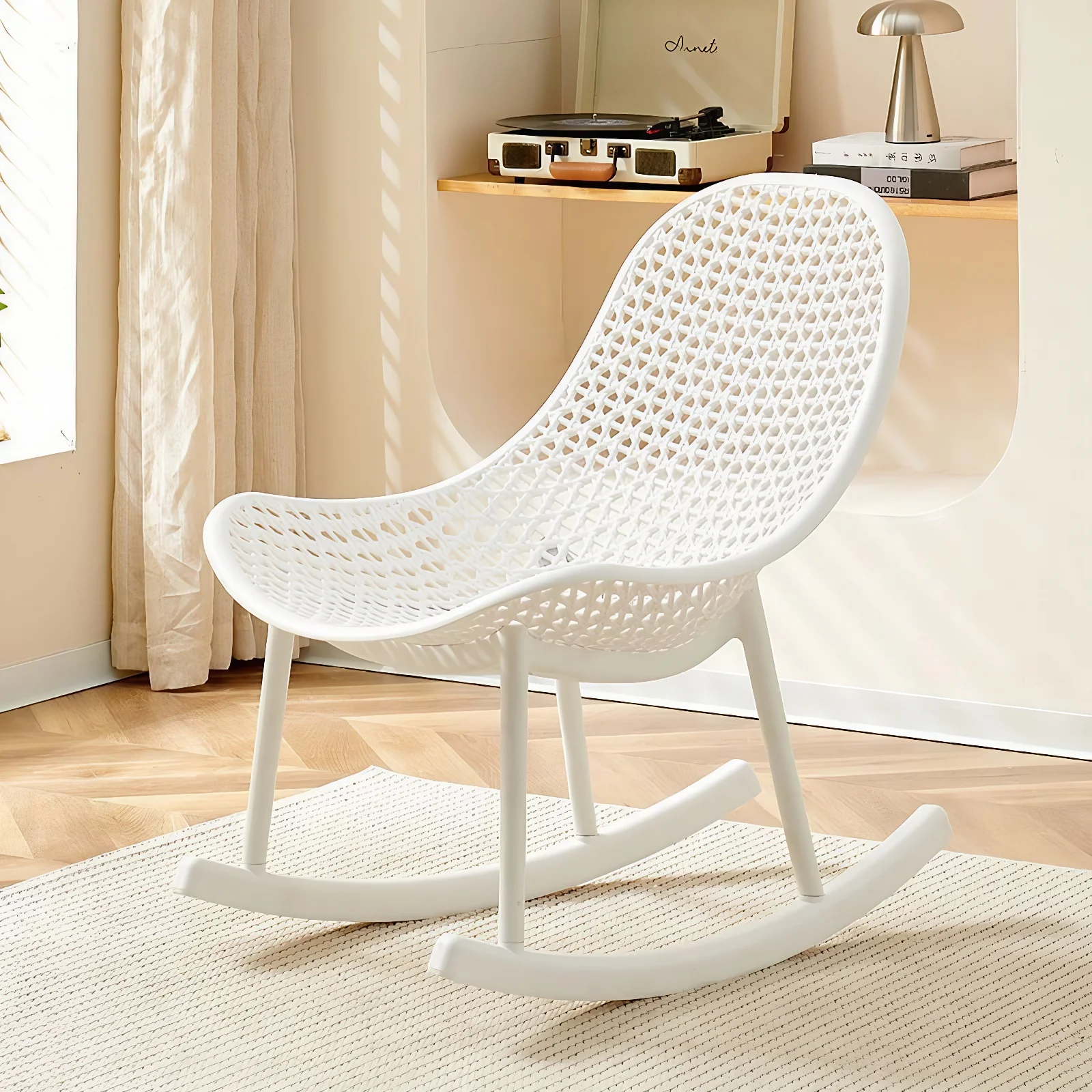 SHARPDO Fauteuil à Bascule Lot de 2 Design Ergonomique pour Salon Chambre Bureau intérieur Matériau PP Charge maximale 200 kg Style Moderne Blanc