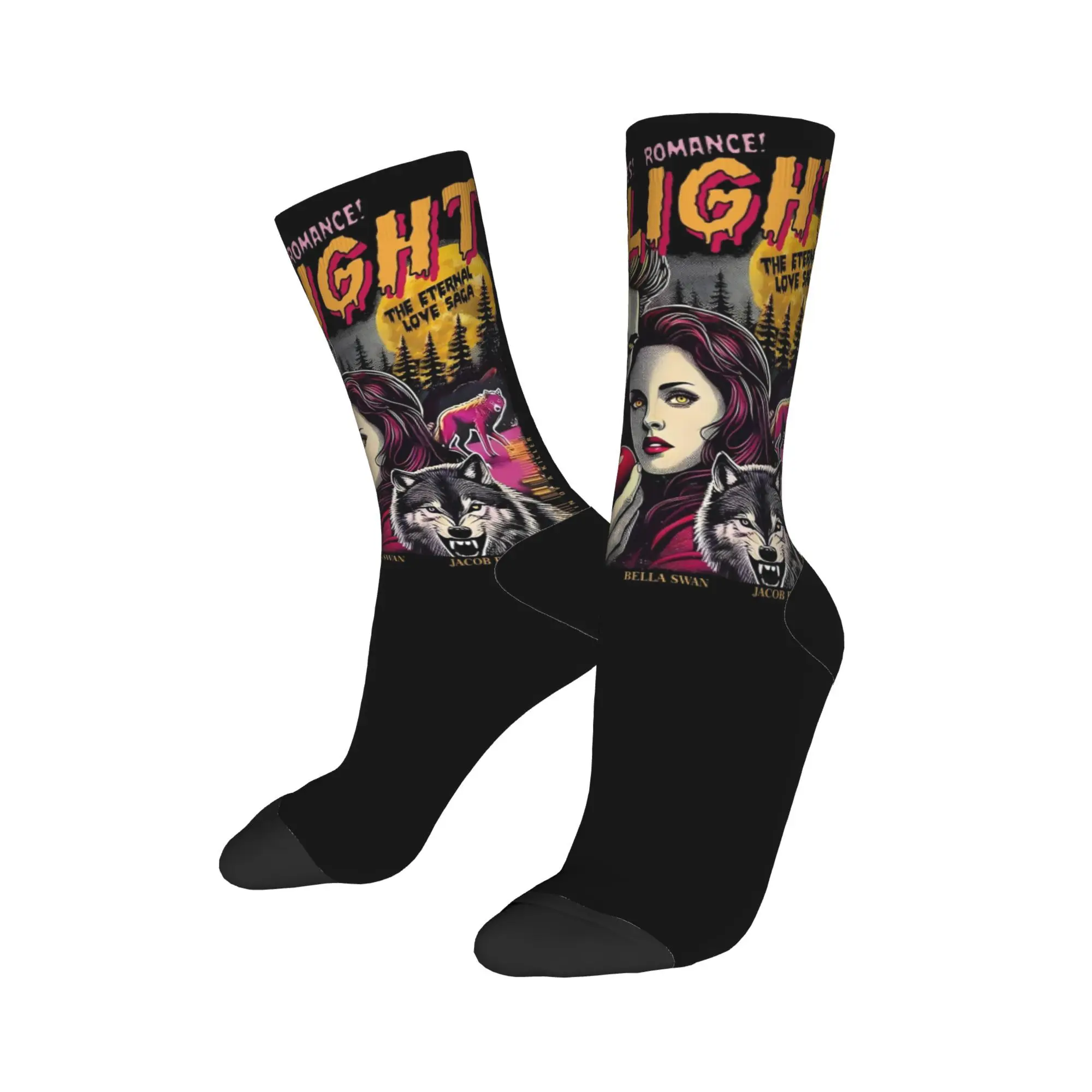 

Fashion Retro Twilight Saga Robert Pattinson Valentine Movie Basketball Socks Polyester Crew Socks for Unisex Sweat Absorbing
