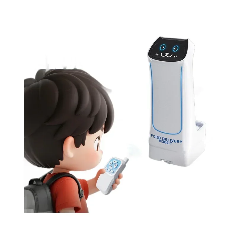 Food Delivery Robot Toy with Light Sound Smart Delivery Vehicle Parent-Child Interactive Food Transportation Machine Gift