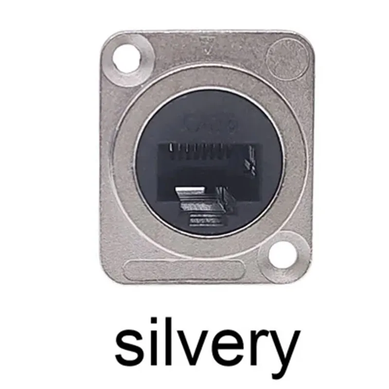 D Type RJ45 Connector CAT6 Female to Female Metal RJ45 Socket Panel Mounting Black Silvery image 3