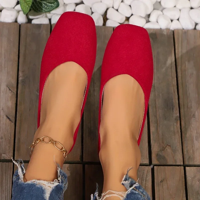 

Women's Loafers 2025 New Elegant Ladies Causal Flat Shoes Square-toe Spring Autumn Shallow Women's Fashion Ballet Shoes Simple