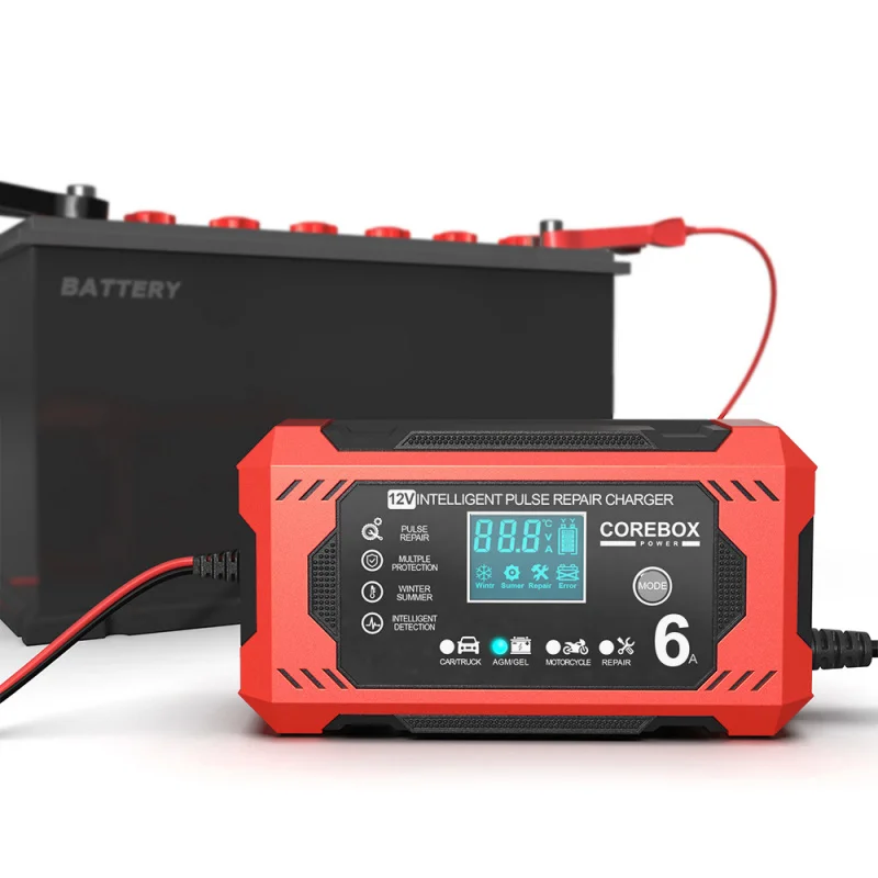 Car Motorcycle Smart Storage Battery Charger Start/Stop Battery Full of Self-Stop Lead Acid Battery Charging12V6A