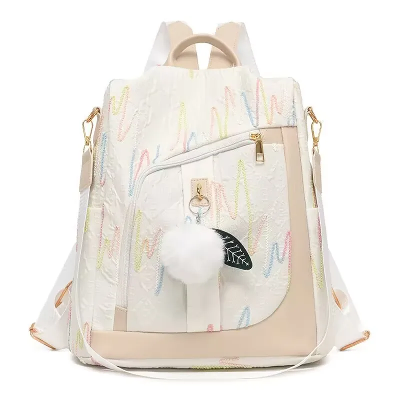 

Женский рюкзак 2025, новая мода, легкий роскошный дизайн, однотонный универсальный базовый рюкзак, повседневная трендовая дорожная нейлоновая женская сумка