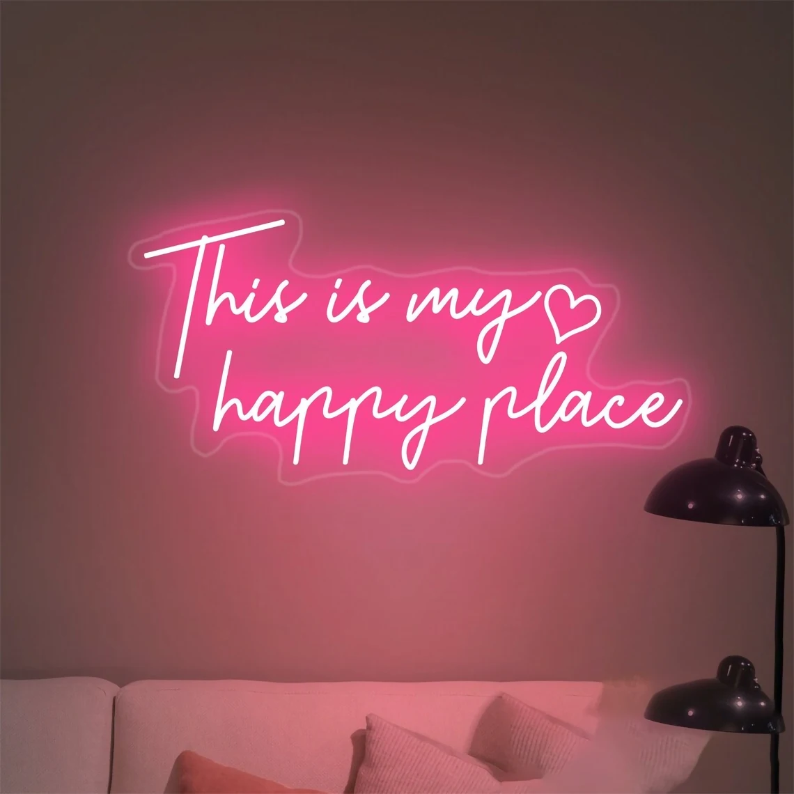 This is My Happy Place Neon Sign Bedroom College Dorm Neon Decor Aesthetic Home Neon Sign Gift Idea